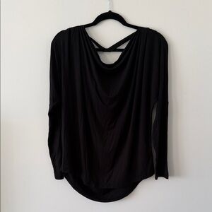 Express Black Long Sleeve Top with Cross Back